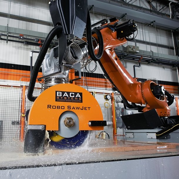 Innovative solutions in the stone cutting industry: 100 robots for BACA Systems in North America